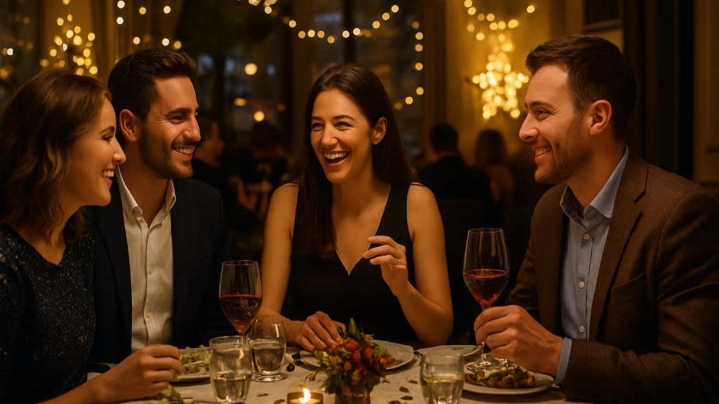 Gruppo di adulti in contesto sociale per Capodanno